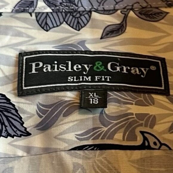 Paisley & Gray Samuel Slim Fit Button Down Shirt Long Sleeve Bird Print 18 NWOT - Picture 12 of 12